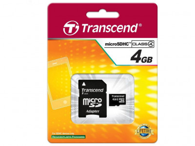Flash Card Transcend 4GB microSDHC Class 4 TS4GUSDHC4
